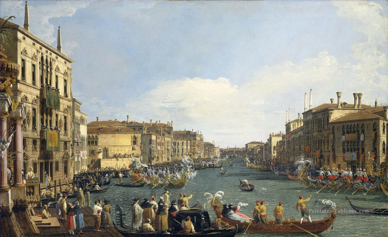 Une régate sur le Grand Canal vénitien Venise Canaletto Peintures à l'huile